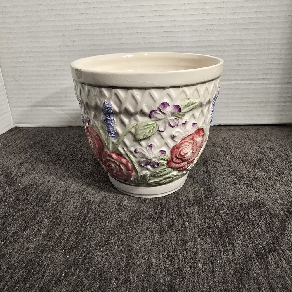 Vintage Ben Rickert Fine Ceramic Easter Cottage Floral Garden Planter